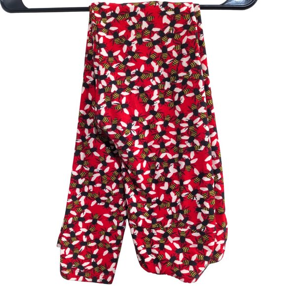 LuLaRoe One Size Red Bumble Bee Buttery Soft Limited Edition Print Leggings - Picture 1 of 4